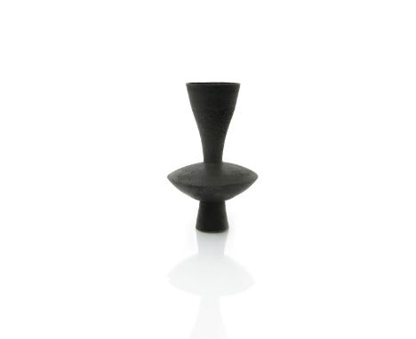 ‡ Hans Coper (1920-1981) a Digswell stoneware composite vase, tapering foot supporting swollen disc body and flaring neck, co