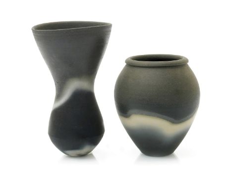 ‡ John Leach (born 1939) a Muchelney Pottery wood-fired stoneware vase, dated 2004, shouldered form with collar rim, covered 