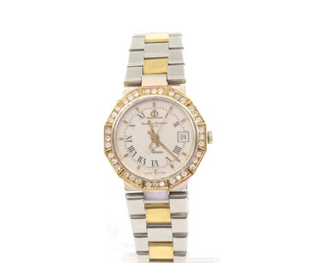 Armbanduhr, Stahl/Gold, Marke: Baume &amp; Mercier, Modell: Riviera, A.5221.018, 1187887, Lünette mit Brillantbesatz, Dm 2,5 