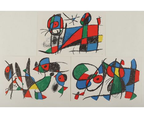 Miro, Joan, drei Original-Farblithografien, 32 x 49,5, aus Lithograph VI, VIII, IX, ungerahmt 