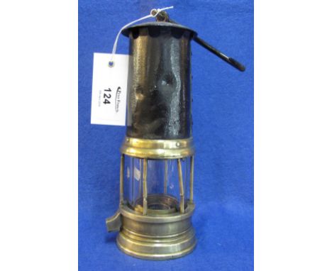 Traditional brass miner's safety lamp (lacks burner).