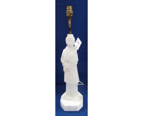 Carved alabaster figural table lamp.