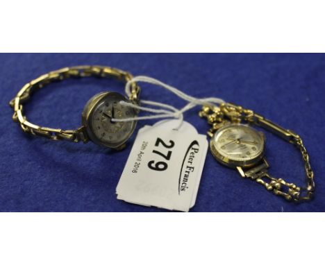 Two ladies yellow metal wristwatches, one marked: Rotary.