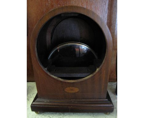 Edwardian inlaid mahogany arch topped mantel clock case only.