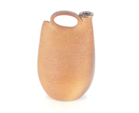 John Leach, a Studio pottery wood fired flattened bottle, 21cm high
