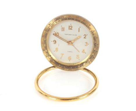 A Tiffany &amp; Co. travelling alarm clock, with strut support