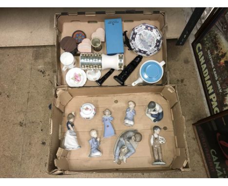 Nao and Lladro etc in two trays