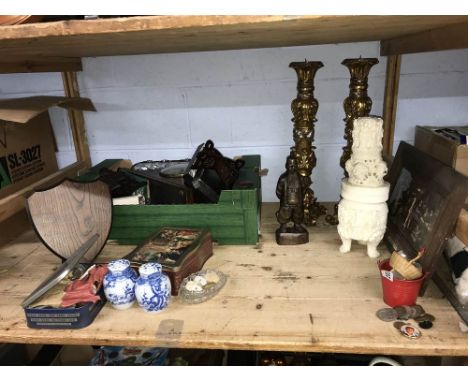 Mantle clock, pair of candlesticks etc