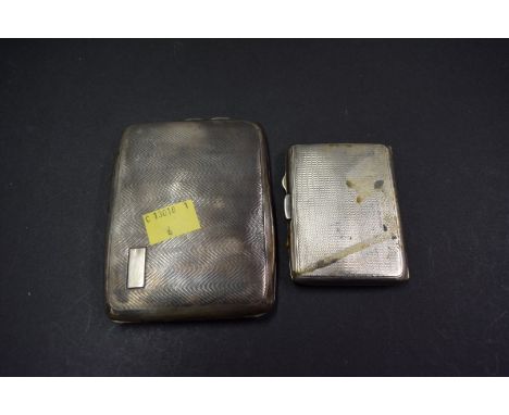 Two engine turned silver cigarette case, the larger by Mappin & Webb, 180g approximately.