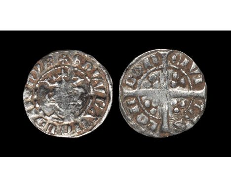 "1299-1301 AD. Class 9. Obv: facing bust with +EDW R ANGL DNS HYB legend. Rev: long cross and pellets with CIVITAS LONDON leg