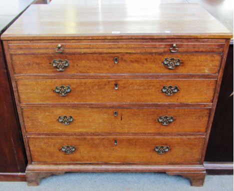A George III mahogany four drawer chest with brushing slide, on bracket feet, 93cm wide.