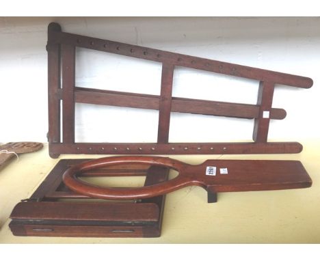 A Victorian mahogany boot pull, 58cm, a table top book stand and a mahogany artists easel, 74cm, (3). 