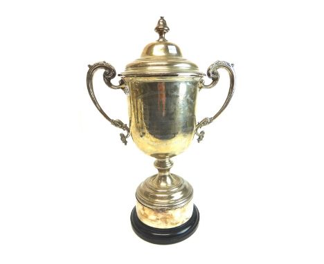 The Warehouseman, Clerks & Drapers' Schools.. Gold challenge two handled cup and cover, Birmingham 1923 by Adie Bros Ltd, wit