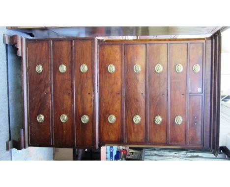 A George III chest on chest of two short and seven long graduated drawers on pointed bracket feet, 117cm wide. 