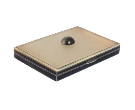 A silver, rock crystal and cabochon agate set rectangular hinge lidded lady's cigarette box, the lid fitted with a rectangula