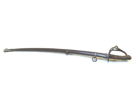 A U.S. German-made civil war cavalry sword, c.1840, the curved steel blade (89.5cm) stamped R&C (Rohrig & Company of Solingen
