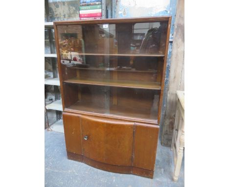 ART DECO STYLE WALNUT SLIDING BOOKCASE 