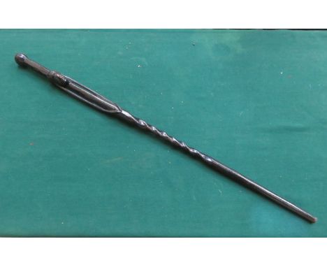 HEAVILY CARVED AFRICAN EBONY WALKING STICK 