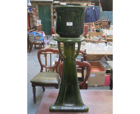 BRETBY ART NOUVEAU STYLE GLAZED CERAMIC JARDINIERE, APPROXIMATELY 81cm HIGH