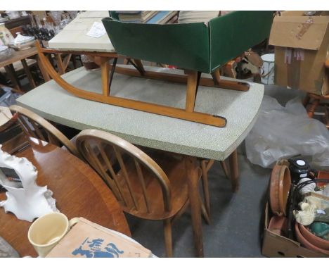 LIGHT OAK KITCHEN TABLE AND FOUR ERCOL DINING CHAIRS 