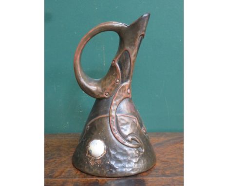 BRETBY ART NOUVEAU JUG WITH RUSKIN JEWEL INSERTS, No 1617, APPROXIMATELY 21cm HIGH 