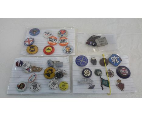 A collection of vintage enamel badges to include RAC, Mobil & RCA etc 