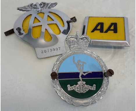 3 vintage car badges