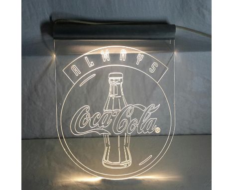 Vintage 'Alwats Coca Cola' advertising light up sign, working, 52x40cm.