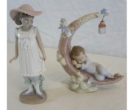 Nao girl with pink hat & Lladro 'I love you to the moon' figure 6479