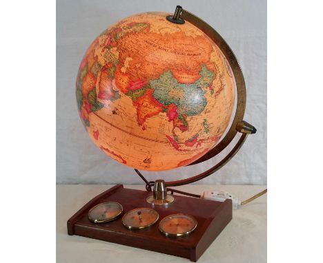 1980- Scan globe, Denmark, Working order with barometer gauges 