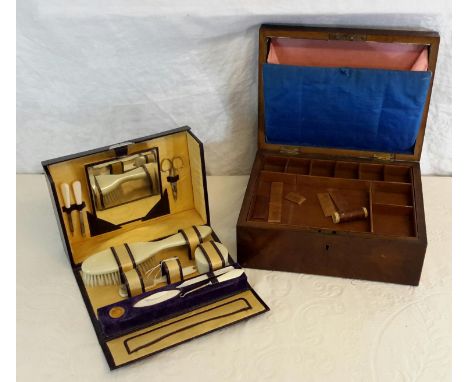 Victorian ladies jewellery box, together with ladies vintage travel kit 