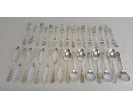 A large Newbridge EP, knife, fork & spoon set done with a celtic design
