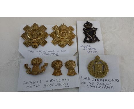 Royal Ulster riles, 3 badges Lothian & Borders horse yeomanry, lord strath comas horse royal Canadians & 2 badges highland li