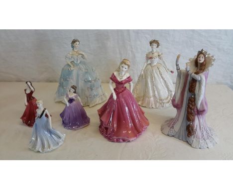 7 various mixed collector figurines to include, Royal Worcester, Coalport & Lenox
