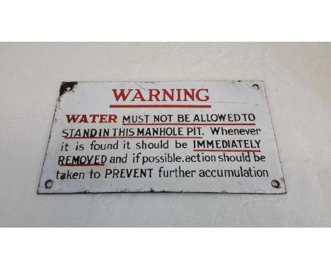 Vintage enamel warning sign, 13 x 22cm