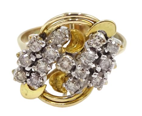 14ct gold round brilliant cut diamond contemporary design ring Condition Report Approx 3.7gm, size K-L, gold tested to 14ct, 