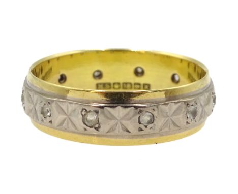 18ct white and yellow gold stone set full eternity ring, hallmarked  Condition Report Approx 4.5gm, size Q-RClick here for fu