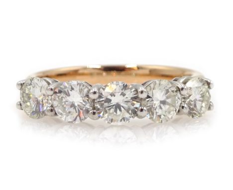 18ct rose gold five stone round brilliant cut diamond ring, hallmarked, total diamond weight 1.50 carat Condition Report Appr
