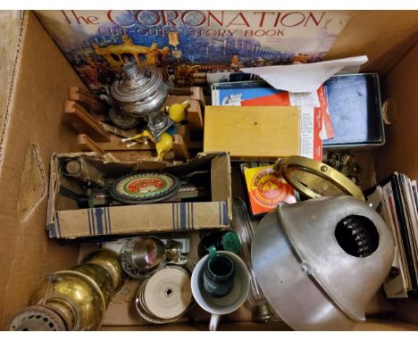 A Simplex Portable typewriter, boxed;&nbsp; English Make Clinical Thermometer;&nbsp; paraffin lamp;&nbsp; The Coronation Cut-