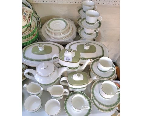 A Royal Doulton Rondelay pattern dinner, tea and coffee service, for six, comprising diner, dessert and side plates, coffee c