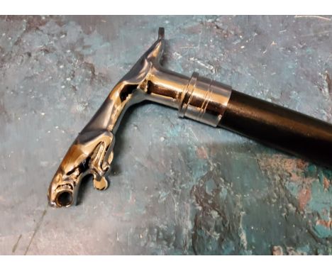 A gentleman's walking stick, the plated handle cast as the Jaguar car mascot, 92cm long 