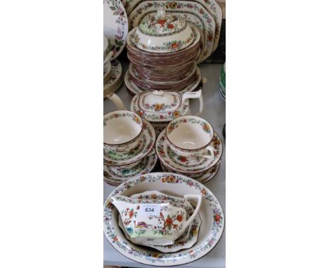 A Copeland Spode dinner service, for six, comprising dinner, dessert plates, tureens and cover, coffee cups, teapot, gravy bo