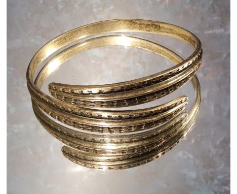 A David-Andersen silver 'Saga' bangle&nbsp;a copy of a&nbsp;Viking&nbsp;design c.1965, stamped D-A, scales trademark, Norway,