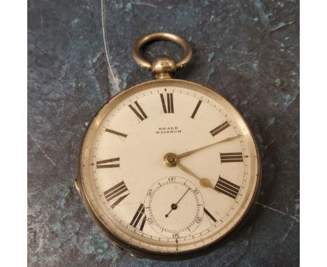 A silver open faced pocket watch, subsidiary dial, Heard Wisbech, Birmingham 1880 