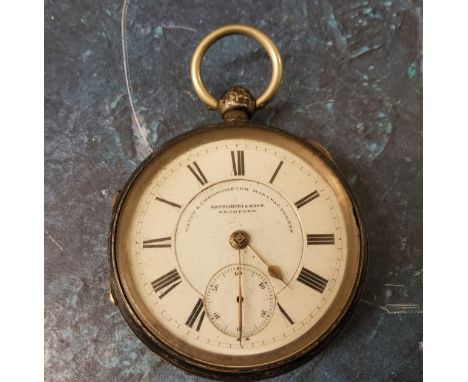 A Victorian silver open faced pocket watch, Fattorini and Sons, Watch and chronometer Manufacturers, Bradford, Chester 1898 
