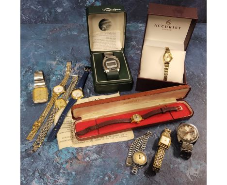 A vintage Timex Automatic gentleman's stainless steel wristwatch, brushed silvered dial, silver &amp; red baton markers &amp;