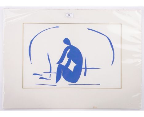 Henri Matisse,colour lithograph of a cutout, Baigneuse Dans Les Roseaux, printed by Mourlot for Verve Paris, 1950s, 13" x 19.