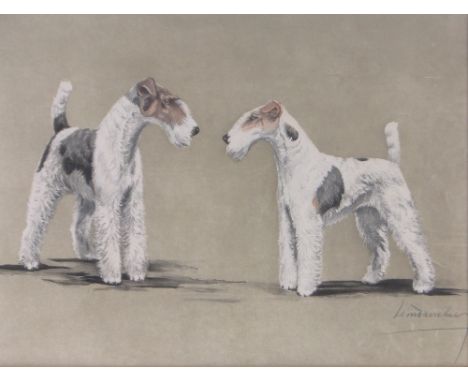 Leon Danchin (1887-1938),colour lithograph, 2 terriers, signed in pencil, 14" x 19", framed.