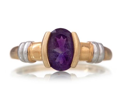 AMETHYST RING marked 10K, size NQty: 2.3gGenerally worn.&nbsp;Some abrasions to stone.