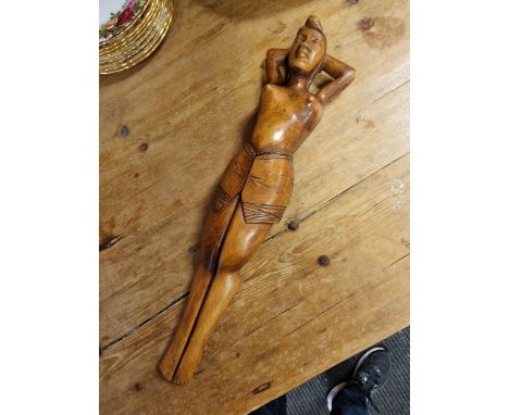 Vintage Carved Wooden Female Form Nutcracker - 24cm long